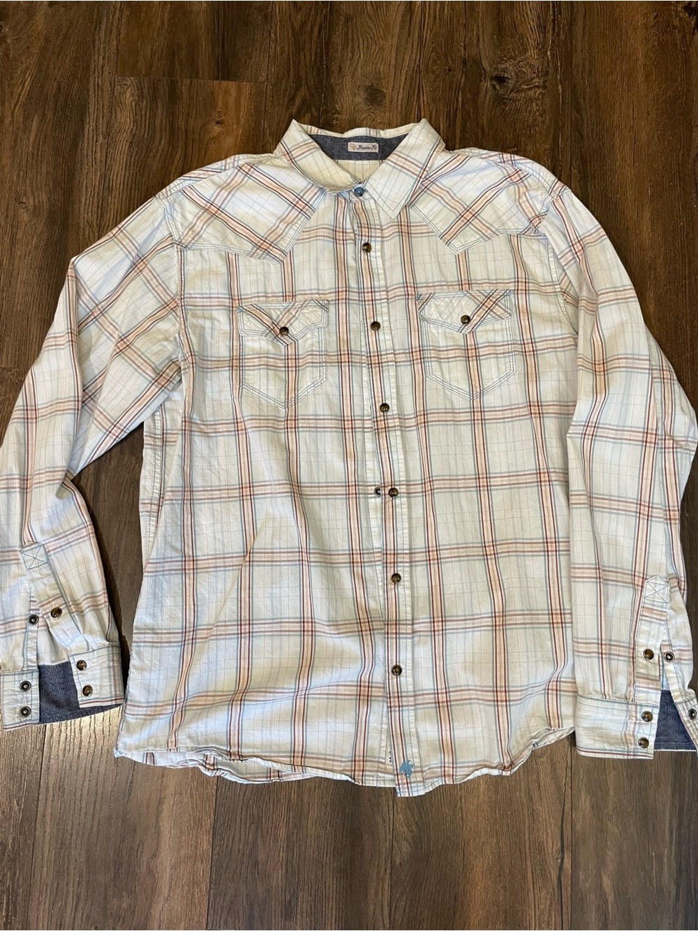 Men's White Plaid Button-Up Shirt - Casual Long Sleeve